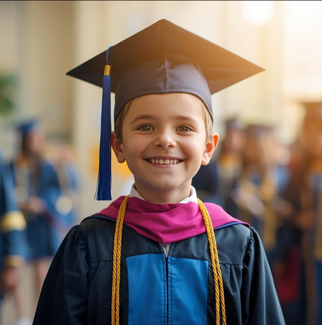 Niño con toga de graduación